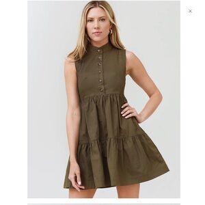 NWT HUNTER BELL Holland Army Green Sleeveless Mini Tiered Dress XS